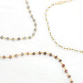 Everyday Moonstone Rosary Necklace, Beaded Chain Necklace, Gemstone Choker, Layering Necklace, Wire Wrapped Moonstone, Long Simple Necklace