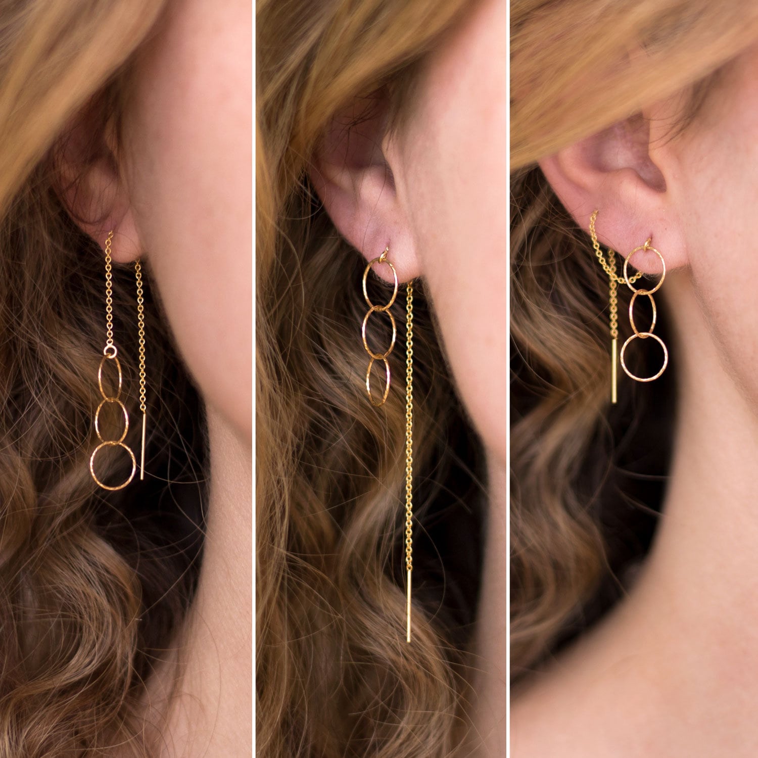 Simple Dainty Threader Earrings, Modern Geometric Jewelry, Dangle Drop Earrings, Gifts under 30, Bridesmaid Gifts, Pull Through Earrings