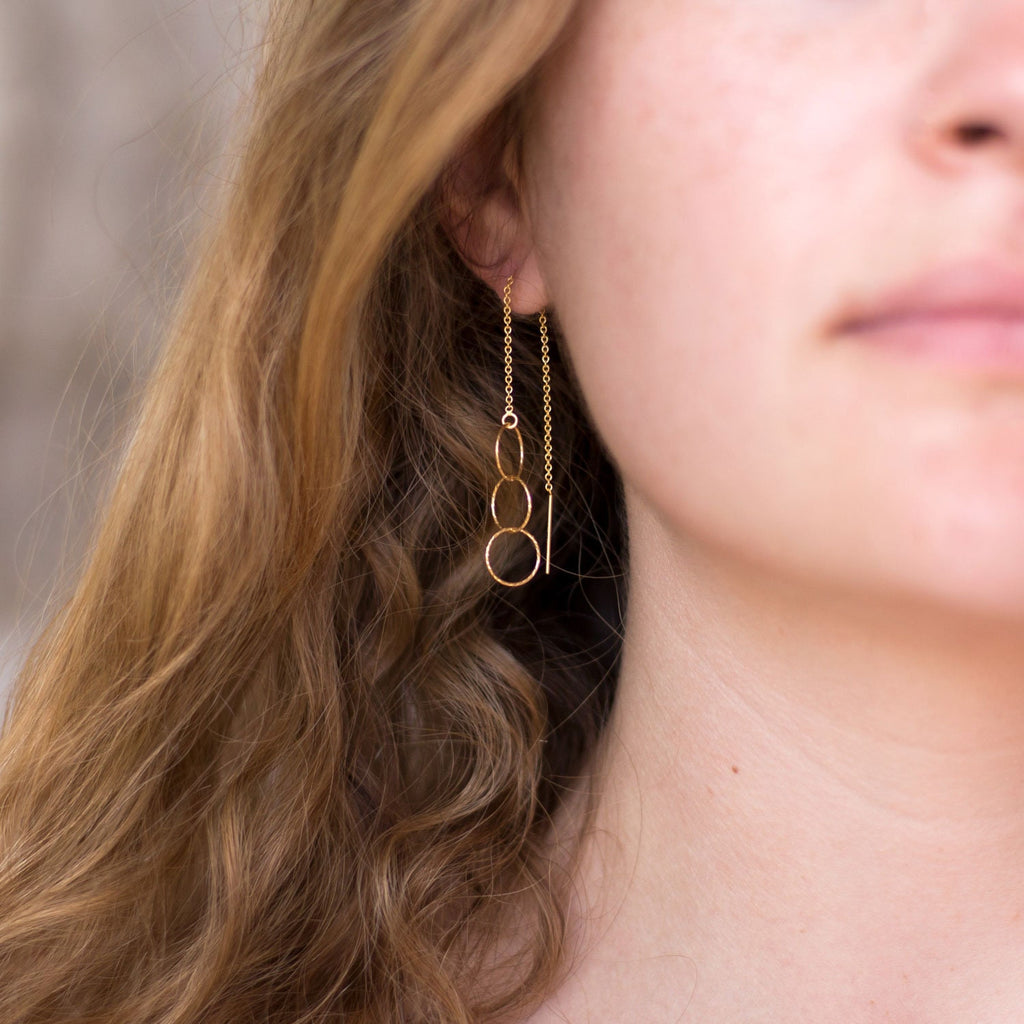 Simple Dainty Threader Earrings, Modern Geometric Jewelry, Dangle Drop Earrings, Gifts under 30, Bridesmaid Gifts, Pull Through Earrings