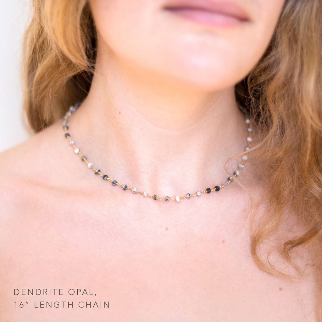 Dainty Opal Gemstone Choker, October Birthstone Necklace, Pink Opal Rosary Necklace, Joy Necklace, Inspirational Jewelry, Pink Necklace