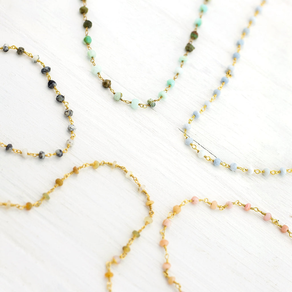 Dainty Opal Gemstone Choker, October Birthstone Necklace, Pink Opal Rosary Necklace, Joy Necklace, Inspirational Jewelry, Pink Necklace