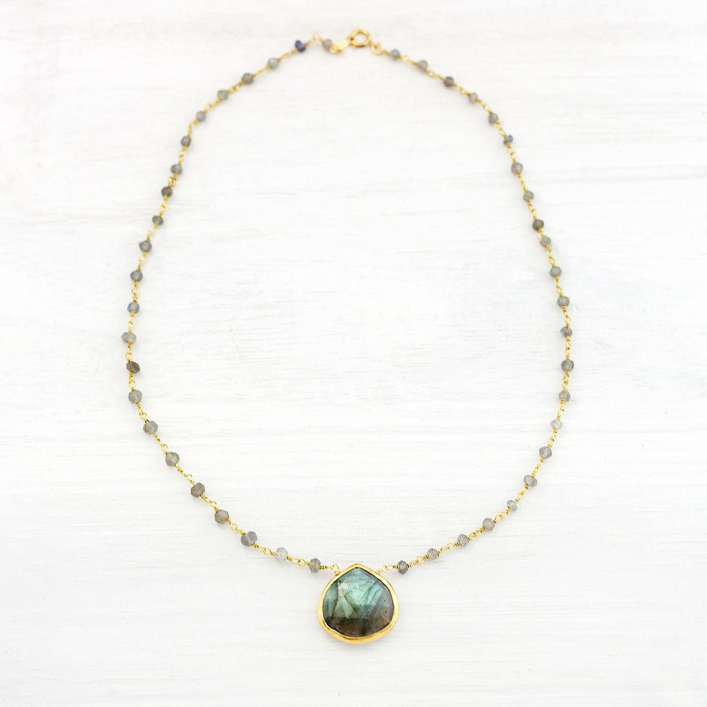 Beaded Boho Stone Choker, Gemstone Rosary Necklace, Gemstone Pendant, Crystals, Natural Stones, Inspirational Jewelry, Gift for Her