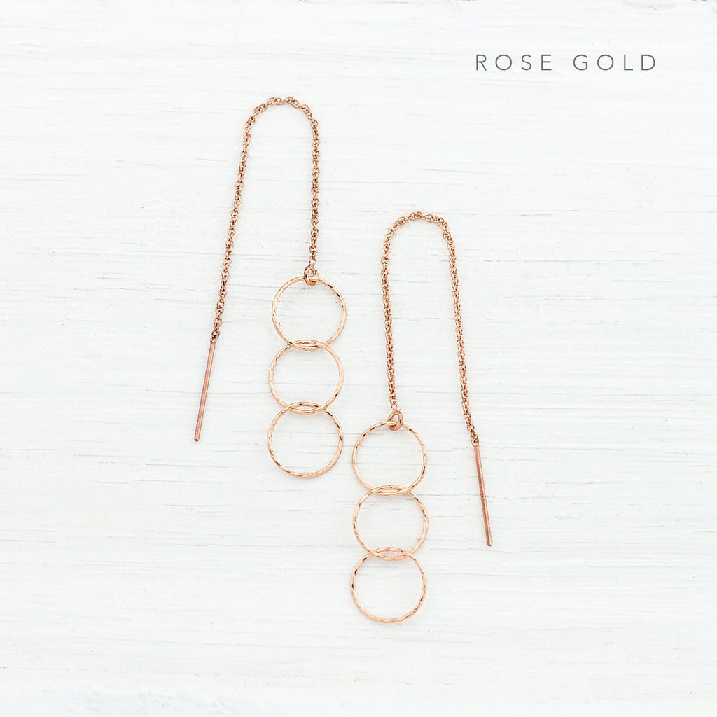 Minimalist Geometric Threader Earrings, Modern Jewelry, Dangle Drop Earrings, Open Circle Jewelry, Dainty Everyday Earrings, Gift for Her