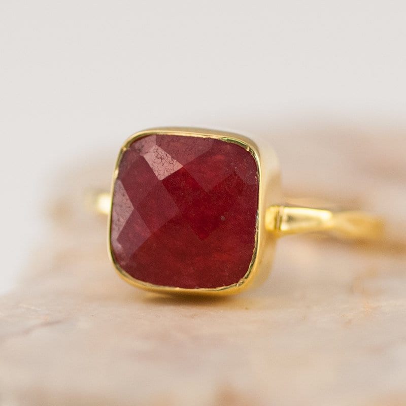 Round Gold Ruby Ring - July Birthstone Ring - Solitaire Ring - Stackable Stone Ring - Stacking Ring - Gold Ring- Round Ring