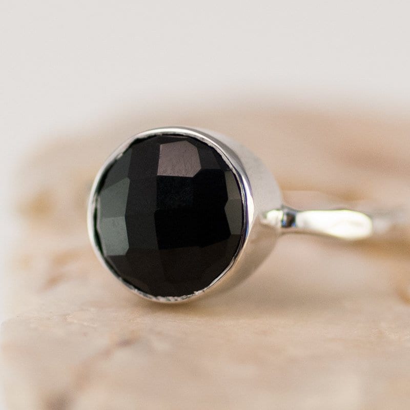 Black Onyx Ring Gold, Solitaire Gemstone Ring, Stacking Ring, Black Stone Ring, Tear Drop Ring, Statement Ring, Gift For Her