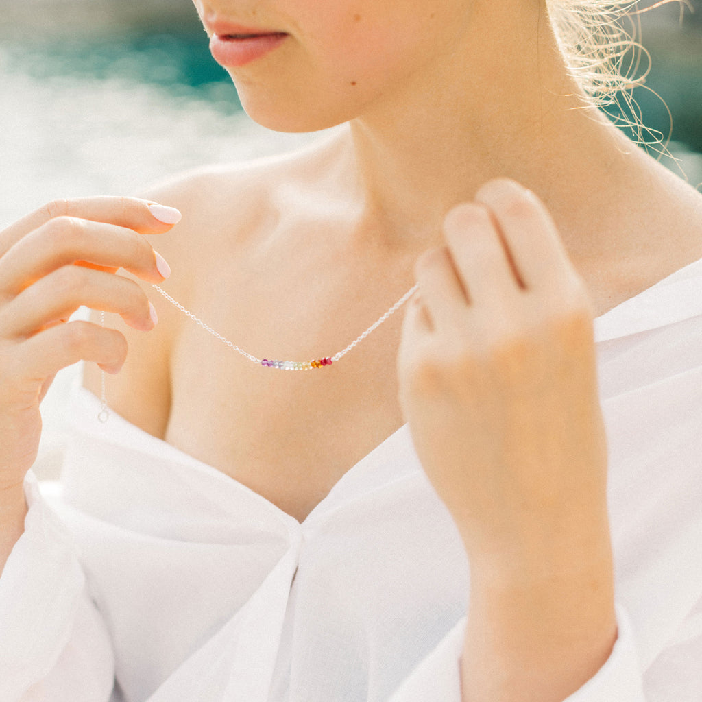 Crystal Necklace, Chakra Gift Necklace, Rainbow Necklace, 7 Chakras, Balancing Necklace, Yoga Jewelry, Chakra Stones, NK-DB
