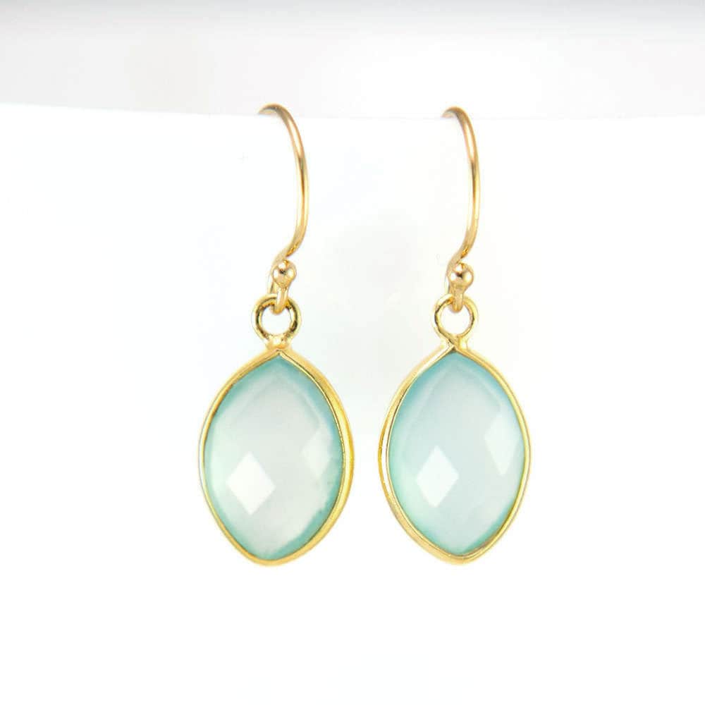 Raw Emerald Earrings, May Birthstone Earrings, Small Drop Earrings, Marquise Earring, Bridesmaid Gift, Birthday Gift, Gemstone Earrings