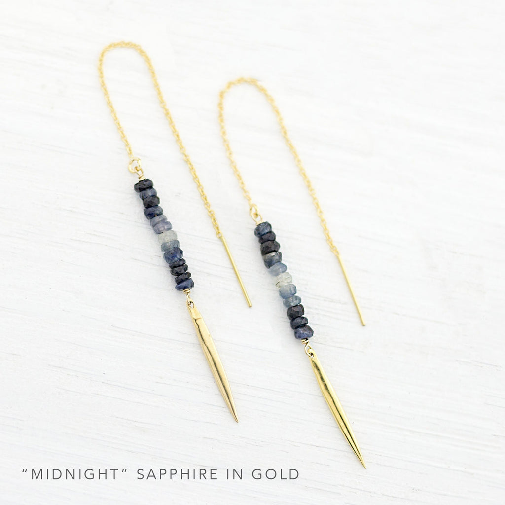 Natural Aquamarine Threaders, March Birthstone Birthday Gift, Moss Aquamarine Earrings, Minimalist Earth Toned Earrings, Sister Gift, Silver