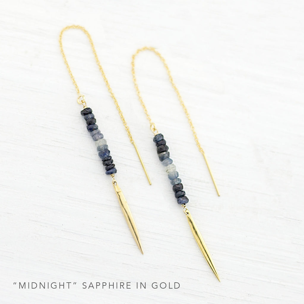 February Birthstone Earrings, Amethyst Ombre Bar Threaders, Birthday Gift for Her, Crystals, Beaded Drop Earrings, Rose Gold, Silver
