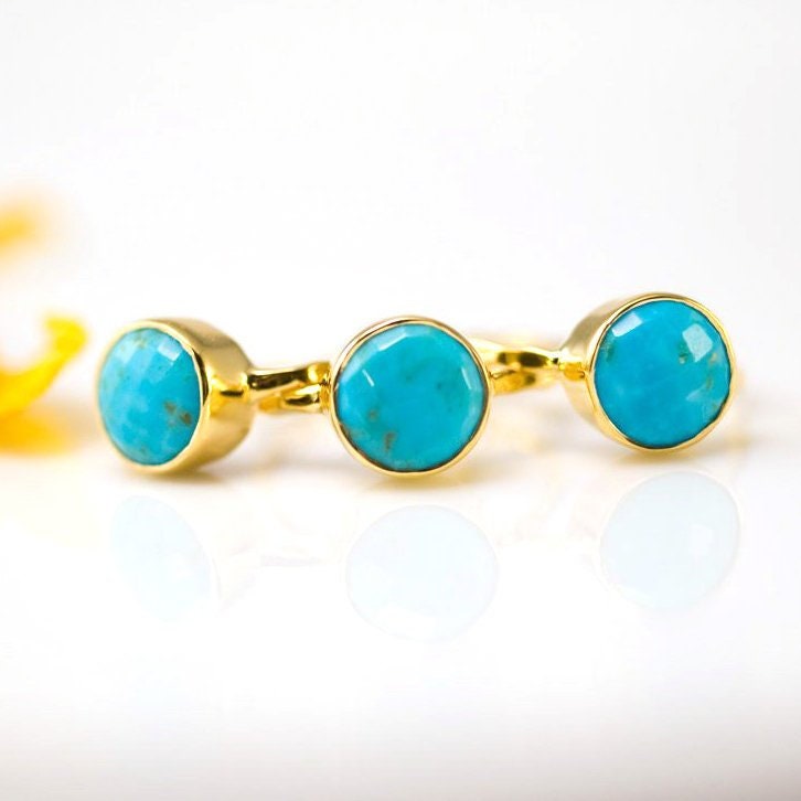 Turquoise Ring Gold, December Birthstone Ring, Gem Ring, Solitaire Ring, Gold Ring, Stackable Ring, Tear Drop Ring, Raw Stone