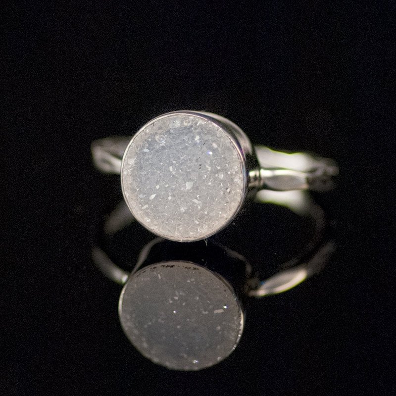 Druzy Ring Gold, April Birthstone Ring, Gemstone Ring, Solitaire Ring, Stacking Ring, Cushion Cut Ring, Rough Druzy Ring