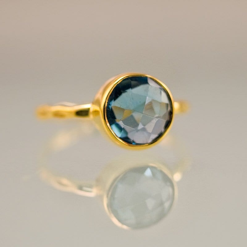 London Blue Topaz Ring - December Birthstone Ring - Tear Drop Stone Ring - Stackable Ring - Gold Vermeil Ring - Gift For Her
