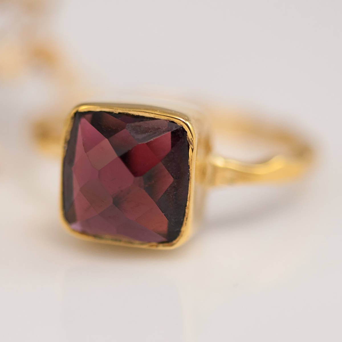 Garnet Ring Gold, January Birthstone Ring, Red Stone Ring, Solitaire Ring, Stacking Ring, Gold Ring, Tear Drop Ring, Gift for Her