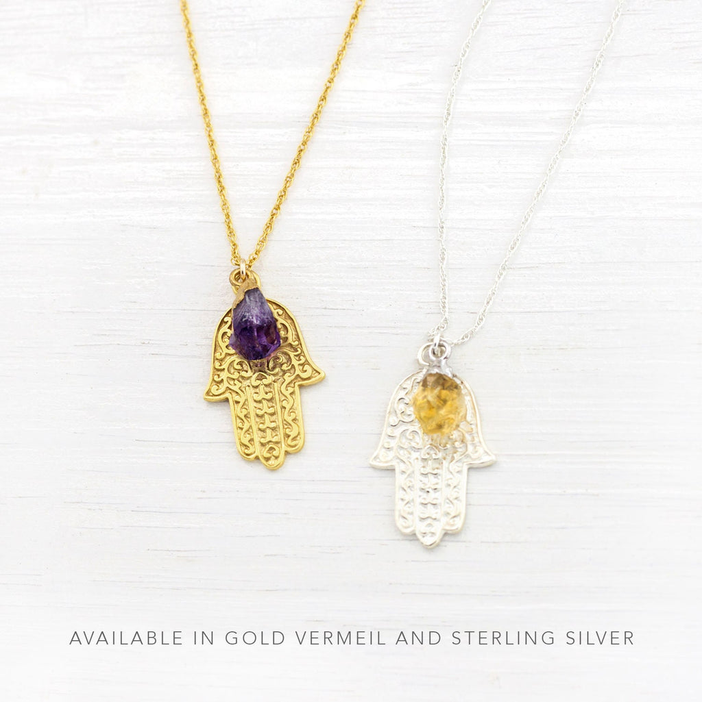 Aquamarine Hamsa Necklace, Protection Necklace, Crystal Necklace, Bat Mitzvah Gift, Gold Hand Necklace, March Birthstone Necklace