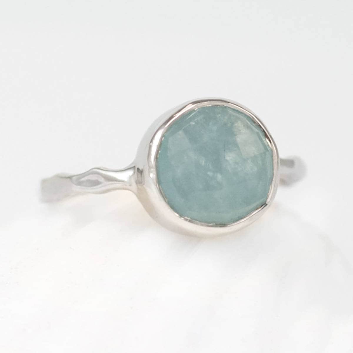 Aquamarine ring Gold - March Birthstone Ring - Solitaire Stone Ring - Stacking Ring - Gold Vermeil Ring - Tear Drop Ring