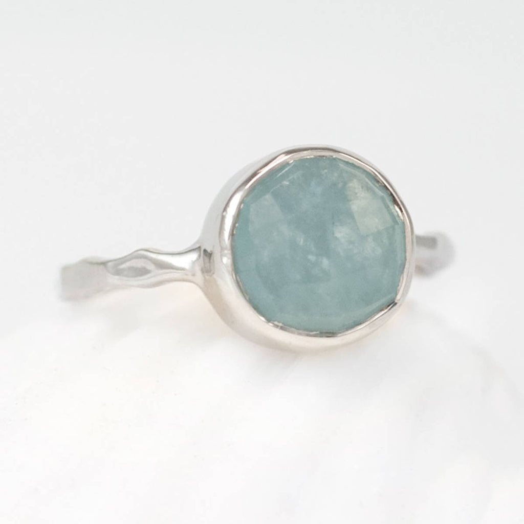 Aquamarine Ring Gold, March Birthstone Ring, Stacking Ring, Gemstone Ring, Gold Ring, Square Stone Ring, Dainty Ring, Gift for Her