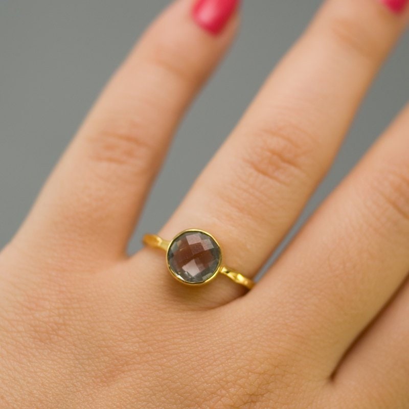 Green Amethyst Ring, Stacking Ring, Cushion Cut Ring, Gem Ring, Square Ring, February Birthstone, Solitaire Ring, Modern Gift for Her, RG-SQ