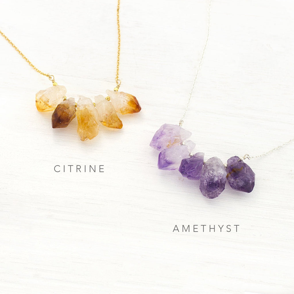 Herkimer Diamond Statement Necklace, Raw Crystal Necklace, April Birthday Necklace, Gift for Aries, Modern Boho Chic, Bold Necklace for Her