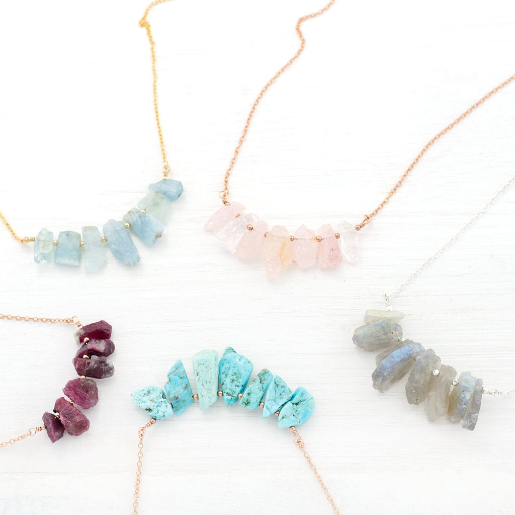 Raw Crystal Necklaces, Gemstone Bib Necklace, Statement Necklace, Yogi Gift, Boho Stone Necklace, Stone Jewelry, Rough Cut Stones