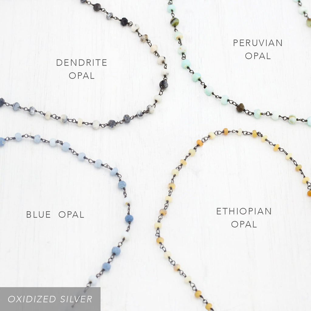 Dainty Opal Gemstone Choker, October Birthstone Necklace, Pink Opal Rosary Necklace, Joy Necklace, Inspirational Jewelry, Pink Necklace