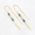 Natural Aquamarine Threaders, March Birthstone Birthday Gift, Moss Aquamarine Earrings, Minimalist Earth Toned Earrings, Sister Gift, Silver