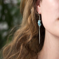 Larimar Bar Earrings Silver, Long Drop Earrings, Spike Earrings, Light Blue Natural Gemstone, Raw Crystal Earrings, Edgy Statement Earrings