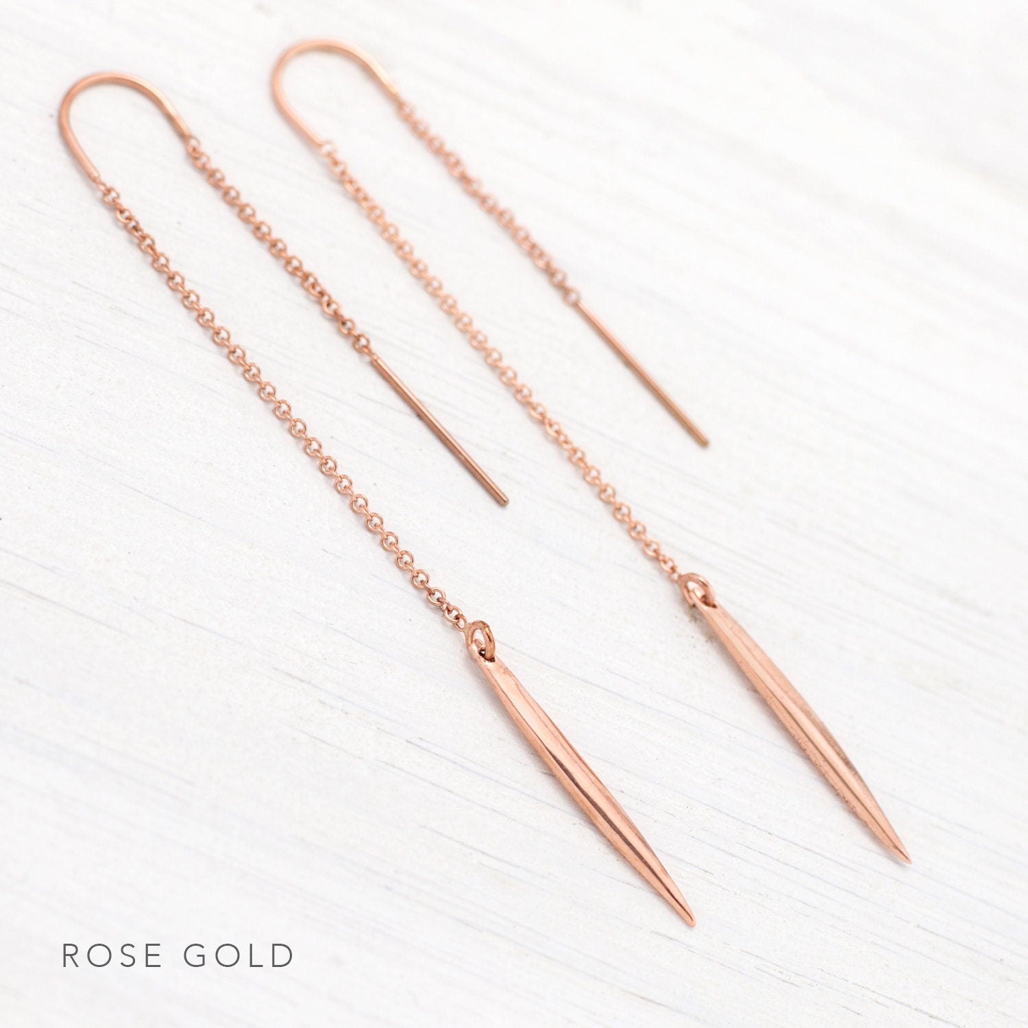 Sterling Silver Spike Threaders, Minimalist Earrings, Silver Skinny Bar Earrings, Simple Everyday Jewelry, Ear Threads, Gift for Girlfriend