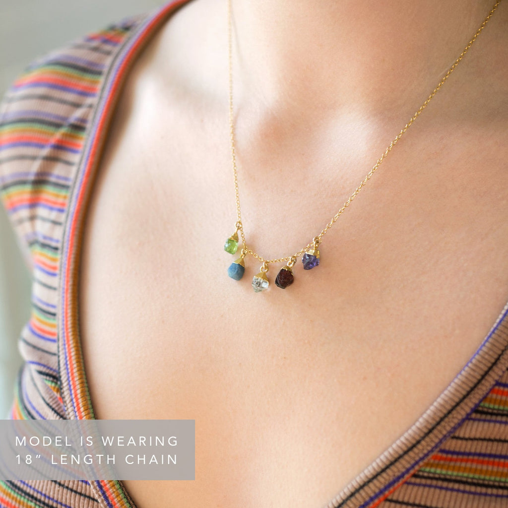 Custom Raw Birthstone Necklace, Personalized Mothers Gift, Raw Crystals, Gold Filled Chain, Birthday Gift from Daughter, New Mom Gift