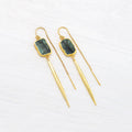Natural Emerald Gemstone Earrings, Raw Emerald, May Birthstone Gift, Modern Geometric Spike Earrings, Simple Edgy Jewelry, Summer Statement