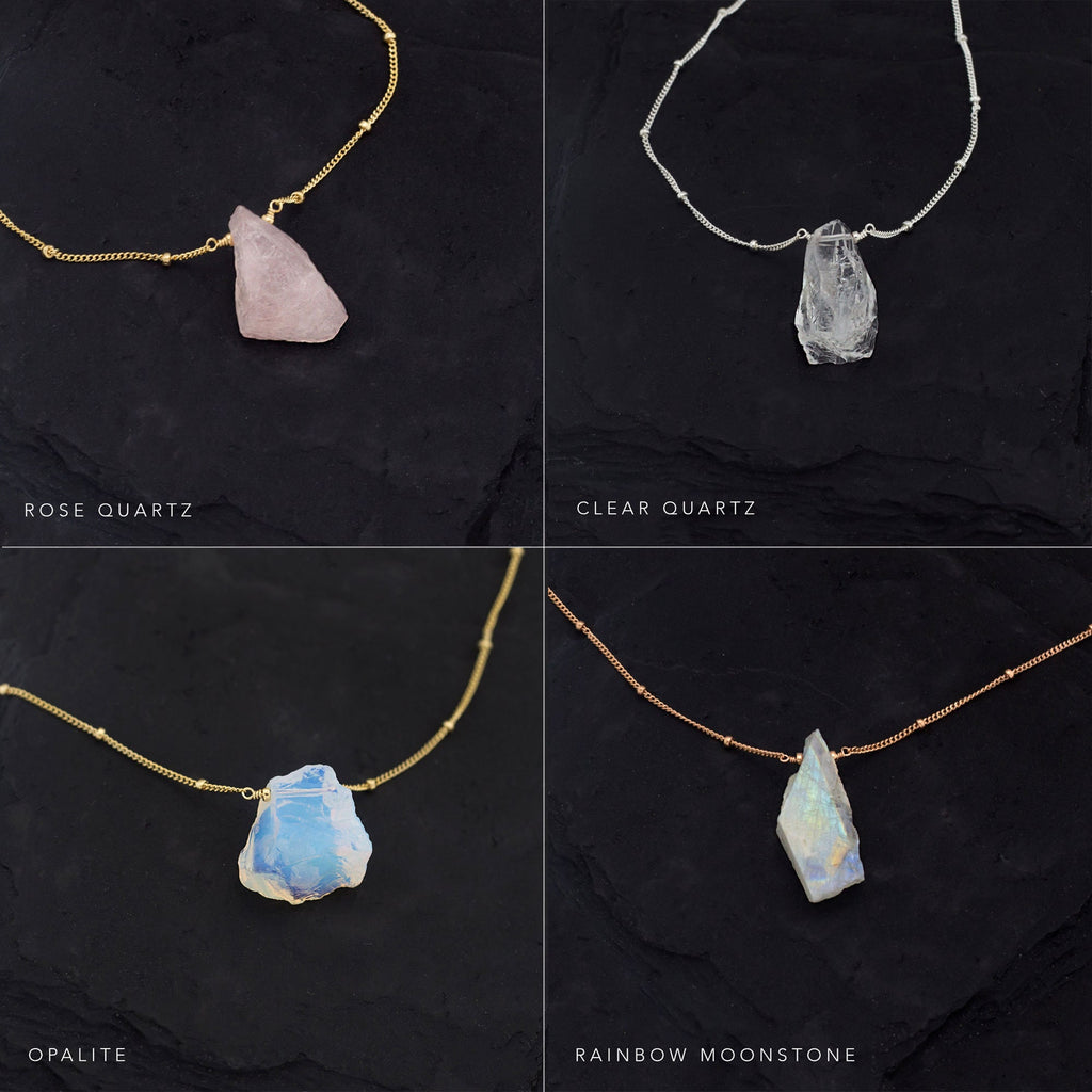 Celestial Opalite Necklace, October Birthstone Necklace, Gift for Libra, Rough Stone Choker, Dainty Chain Necklace, Valentine's Gift, NK-ST