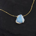 Celestial Opalite Necklace, October Birthstone Necklace, Gift for Libra, Rough Stone Choker, Dainty Chain Necklace, Valentine's Gift, NK-ST