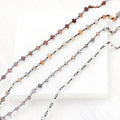 Moonstone Black Silver Necklaces, Grey Moonstone Rosary Chain, Short Beaded Necklace, Tiny Stone Necklace, Edgy 90's Choker, Bridesmaid Gift
