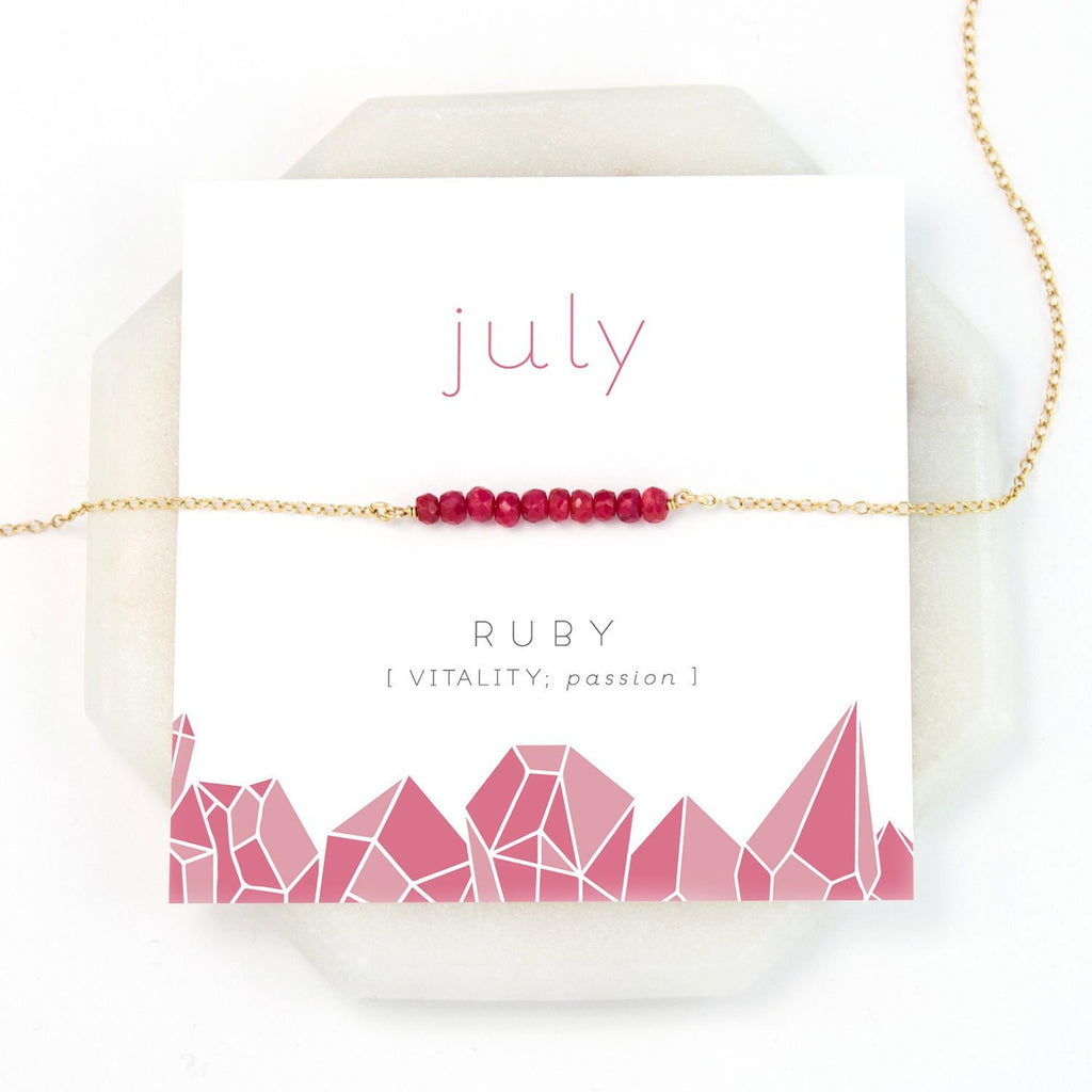July Birthstone Necklace, Gold Ruby Necklace, Personalized Birthstone Jewelry, Gift, Inspirational Gift, Holiday Gift