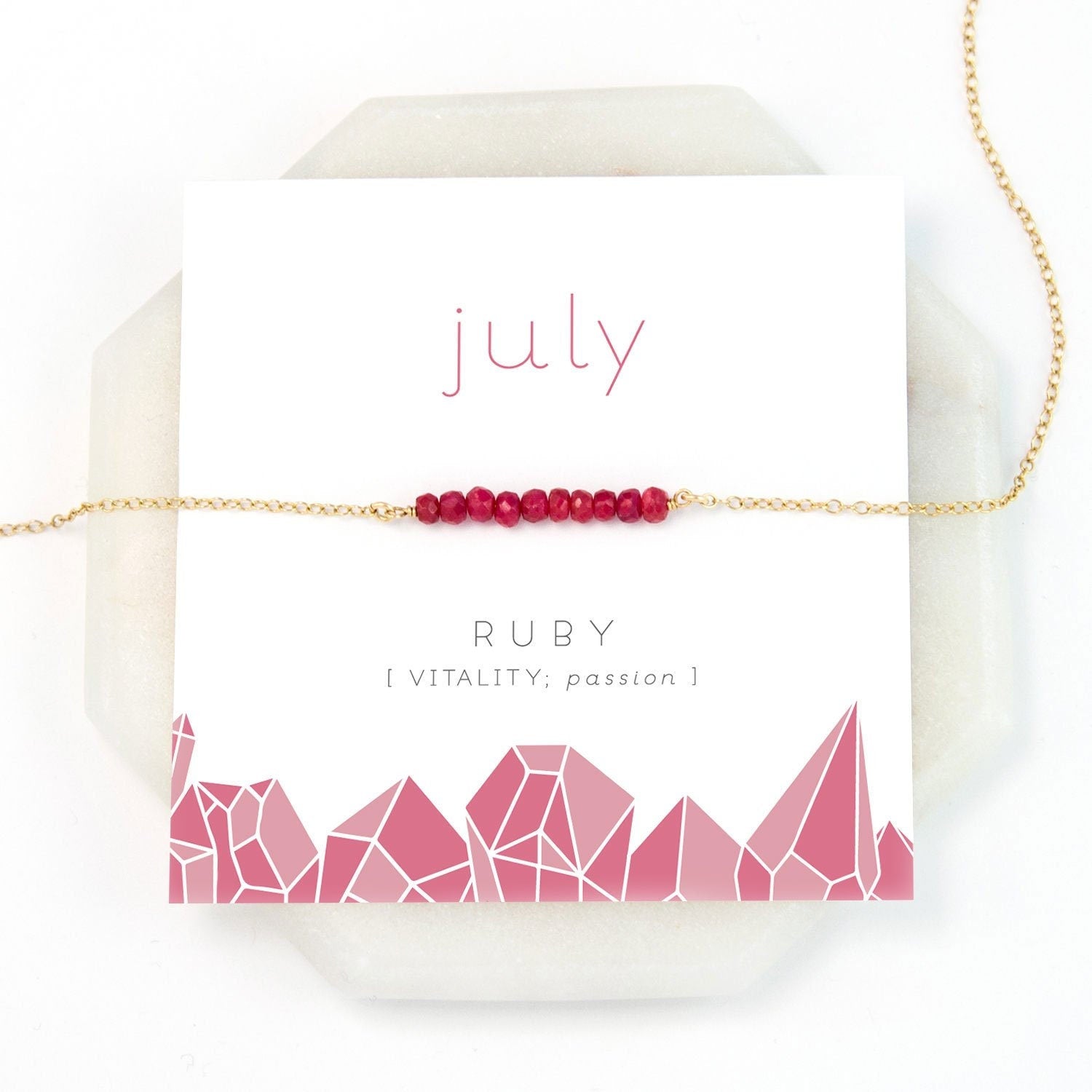 July Birthstone Necklace, Gold Ruby Necklace, Personalized Birthstone Jewelry, Gift, Inspirational Gift, Holiday Gift