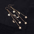 Shooting Star Cascade Earrings, Rose Gold Celestial Jewelry, Moon and Star Earrings, Silver Crescent Moon, Constellation Dangle Gift for Her