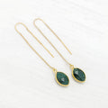 Genuine Emerald Drop Earrings, Natural Raw Emerald, May Birthstone, Gemini Zodiac Gift, Long Drop Threader Earrings, Festival Jewelry