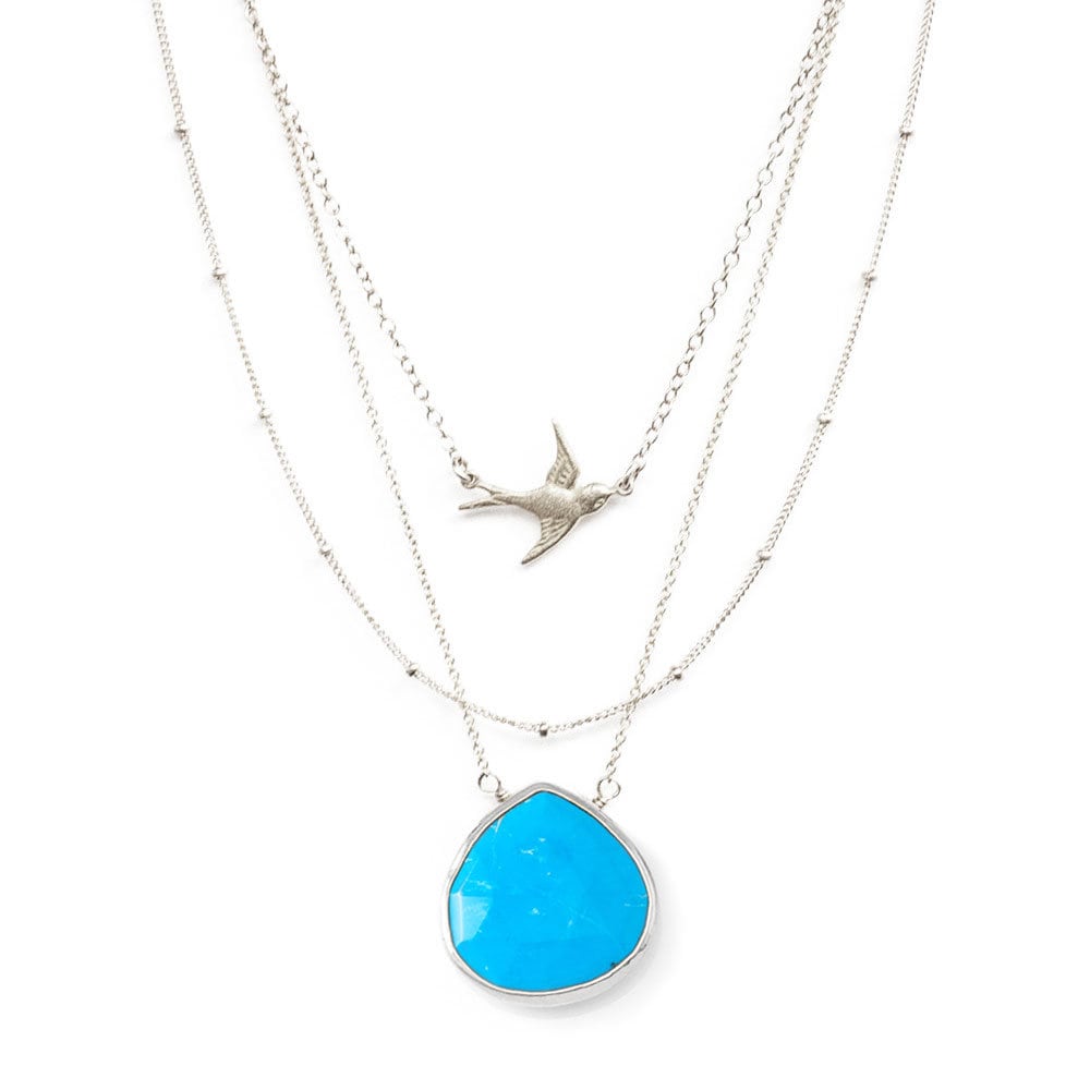 Layering Necklace Set, Raw Emerald Pendant, Sparrow Necklace, Dainty Satellite Chain, Necklace Set of 3, May Birthstone Necklace, Boho Layer