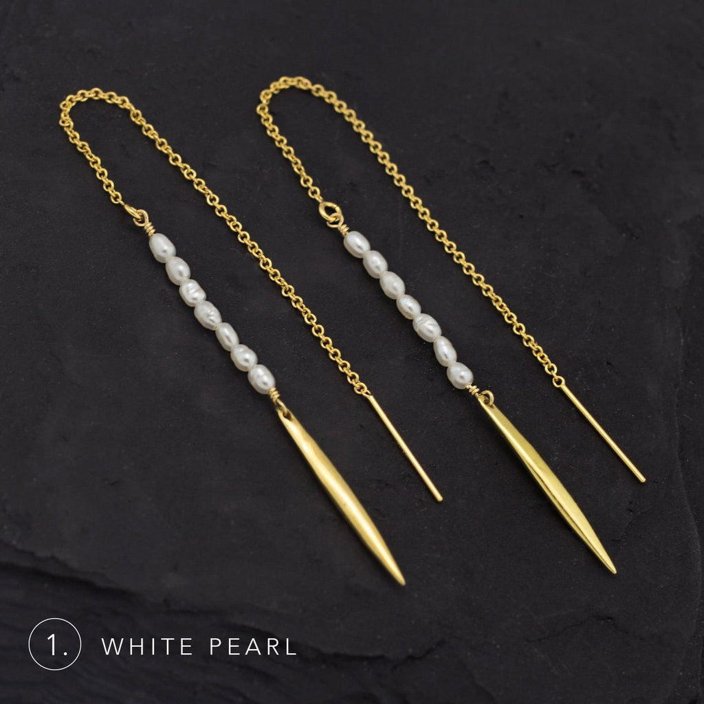 Minimalist Pearl Earrings, June Birthstone Gift, Freshwater Pearl Threader Earrings, Modern Classic Pearls, Simple Everyday Earrings, Spikes