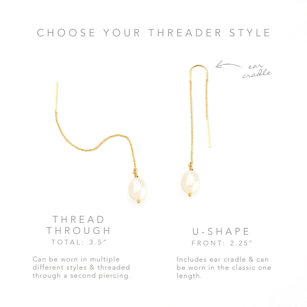 Freshwater Pearl Drop Threader Earrings, 14k Gold Filled, Bridesmaid Pearl Earrings, Long Pearl Earrings, Pearl Dangle, Gift for Girlfriend
