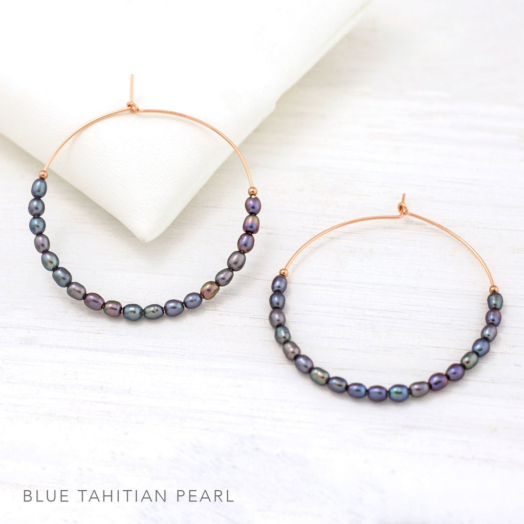 Modern Pearl Hoops, Beaded Pearl Earrings, Delicate Freshwater Pearl Hoops, Romantic Bridal Jewelry, Bridesmaid Gifts, Everyday Earrings