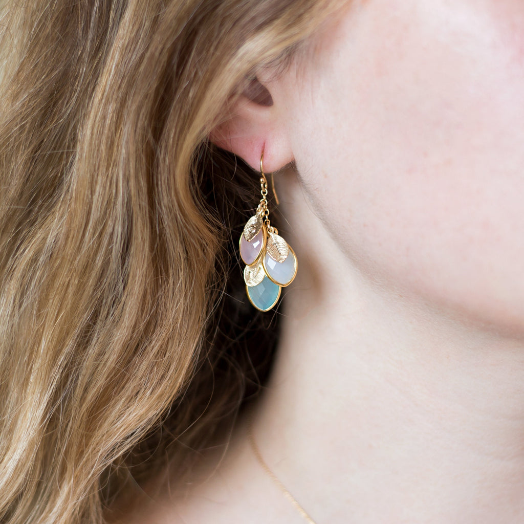 Aqua Blue Drop Earrings, Gold Framed Gemstone, March Birthday Gift, Minimalist Jewelry, Dainty Stone, Bridesmaids Jewelry, Aqua Blue