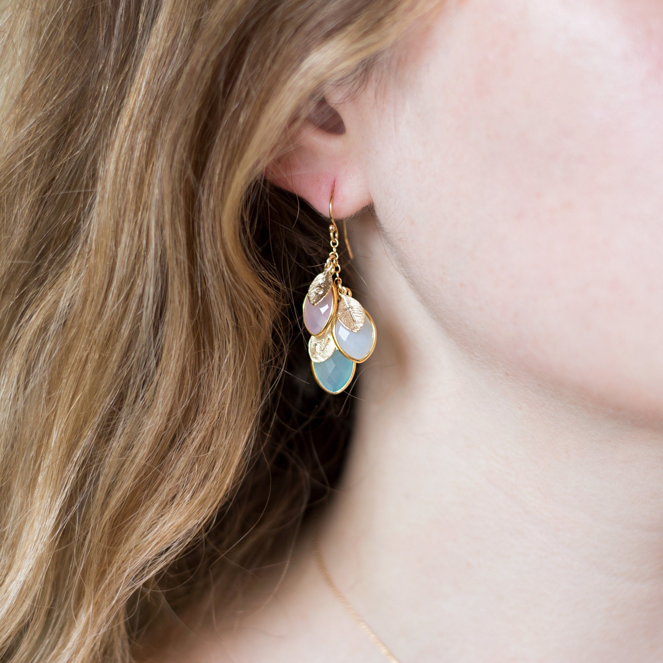 Aqua Blue Drop Earrings, Gold Framed Gemstone, March Birthday Gift, Minimalist Jewelry, Dainty Stone, Bridesmaids Jewelry, Aqua Blue