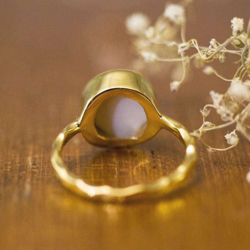 Natural White Pearl Ring, June Birthstone, Sterling Silver Stacking Ring, Round Mother of Pearl, Bridal Wedding Jewelry, Gift for Mom, RG-RD