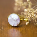 Natural White Pearl Ring, June Birthstone, Sterling Silver Stacking Ring, Round Mother of Pearl, Bridal Wedding Jewelry, Gift for Mom, RG-RD