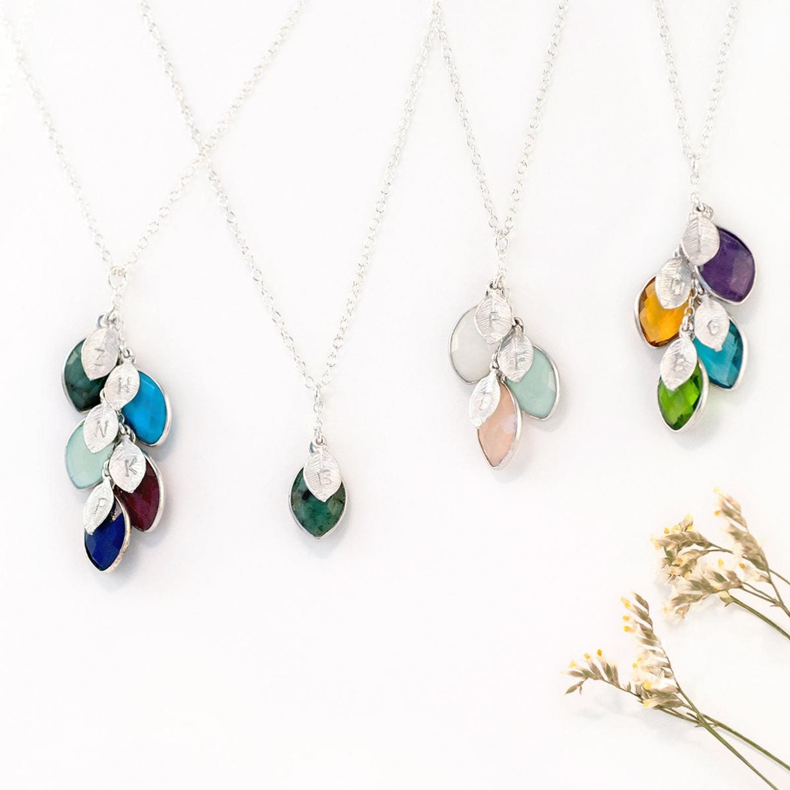 Personalized Birthstone Charm Necklace for Mom, Gift for mom from kids, Family Birthstone Jewelry for Grandma, Custom made gift for Nana