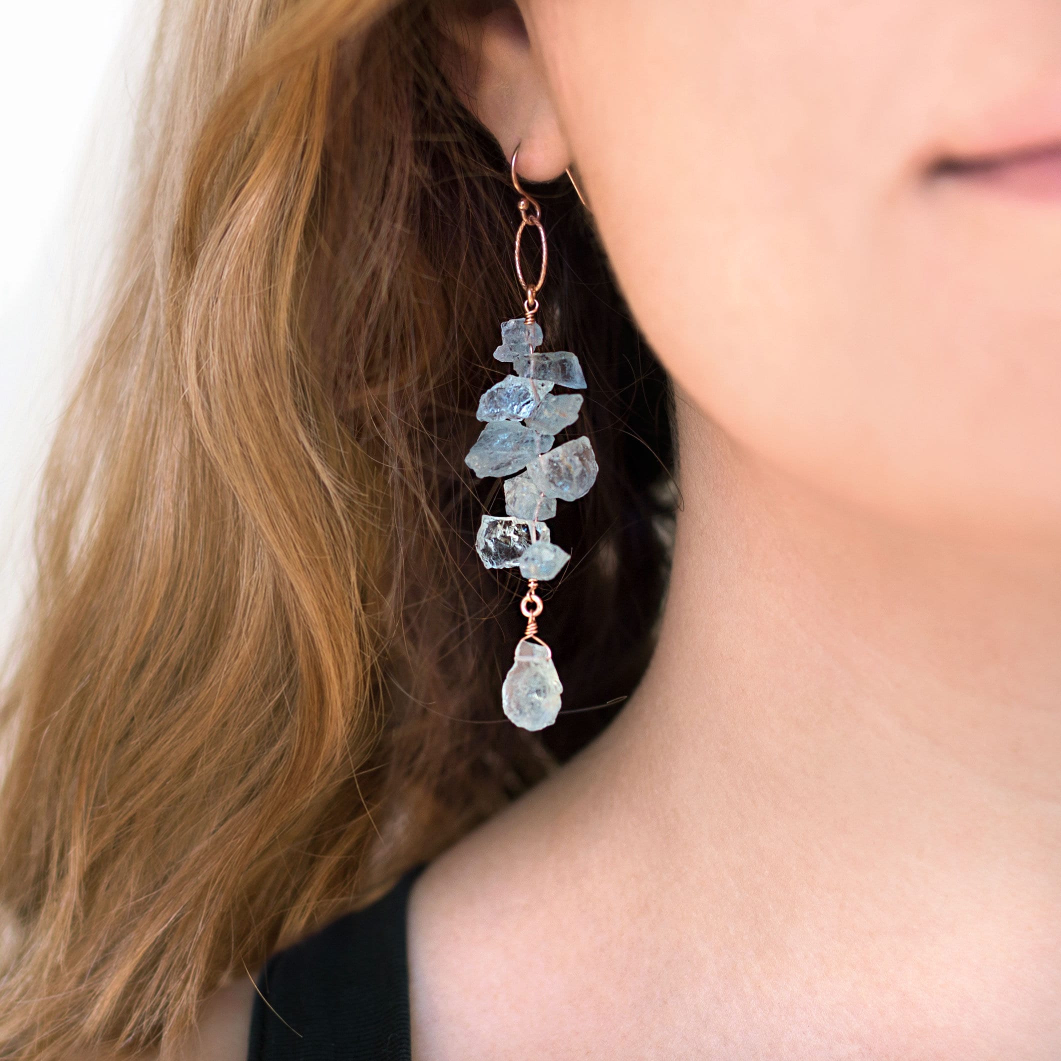 Raw Aquamarine Necklace, March Birthstone Necklace, Throat Chakra Crystal Rough Gemstone, Boho Style