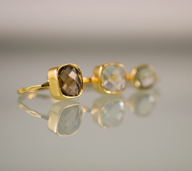 Smokey Quartz Ring, Back to School Gift, Autumn Jewelry, Brown Stone Ring, Solitaire Stacking Ring, Teardrop Ring, Round Gemstone