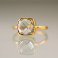 Green Amethyst Ring, Stacking Ring, Cushion Cut Ring, Gem Ring, Square Ring, February Birthstone, Solitaire Ring, Modern Gift for Her, RG-SQ