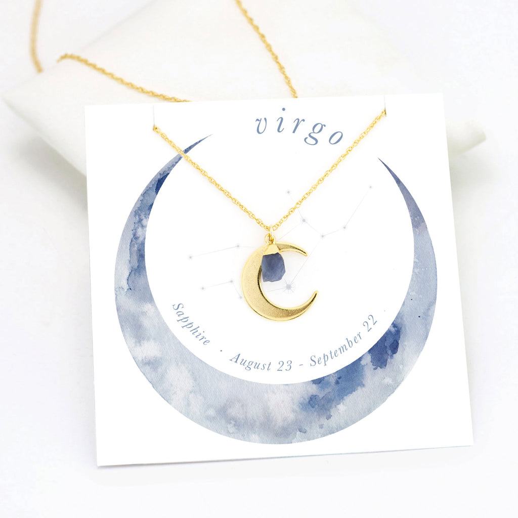 Gold Crescent Moon Necklace with Raw Citrine Crystal, Scorpio Zodiac Pendant Necklace Perfect Gift for November Birthday Girl, Yellow Gem