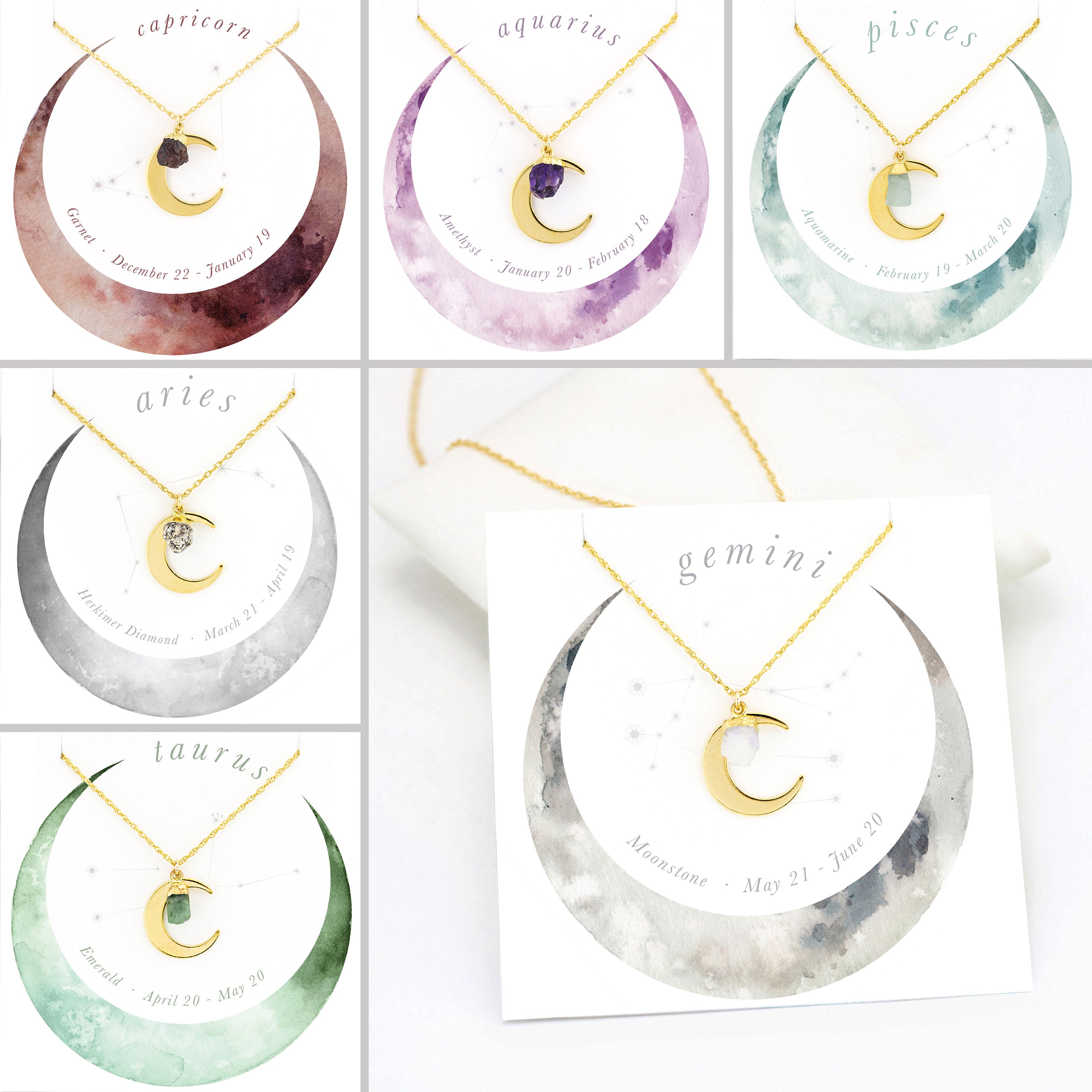 Gold Crescent Moon Necklace with Raw Citrine Crystal, Scorpio Zodiac Pendant Necklace Perfect Gift for November Birthday Girl, Yellow Gem